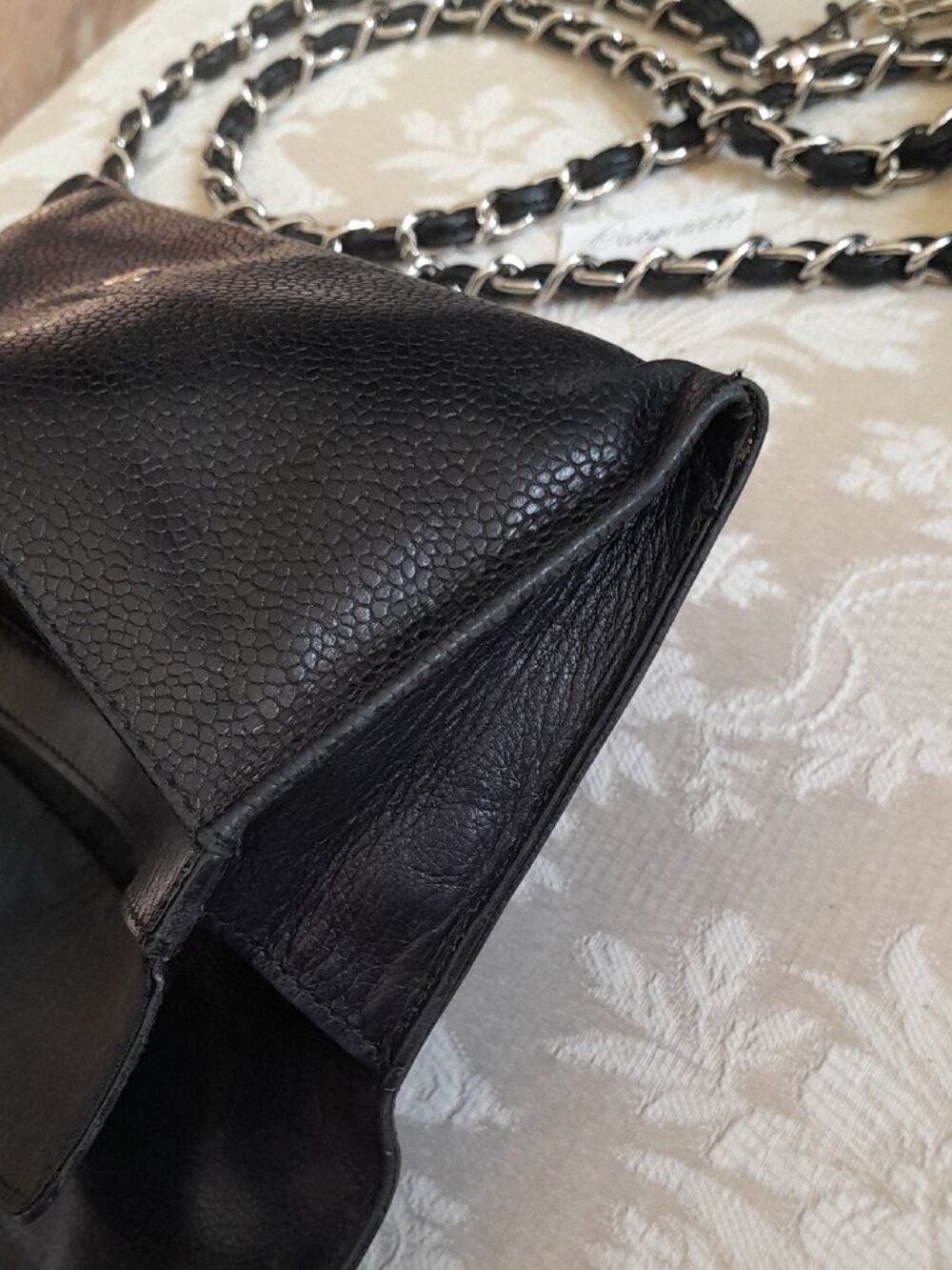 Authentic Vintage Chanel Caviar Clutch or Wallet On Chain with Gold CC Zipper! - Picture 9 of 16